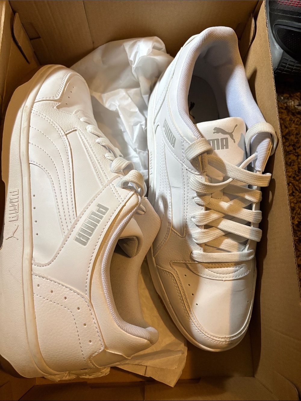 Puma Men's White Low-Top Sneakers with Subtle Logo